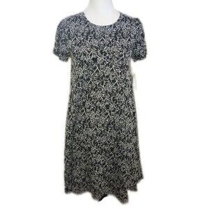 Lularoe NWT Black & White Carly Midi Dress, Short Sleeves, XXS